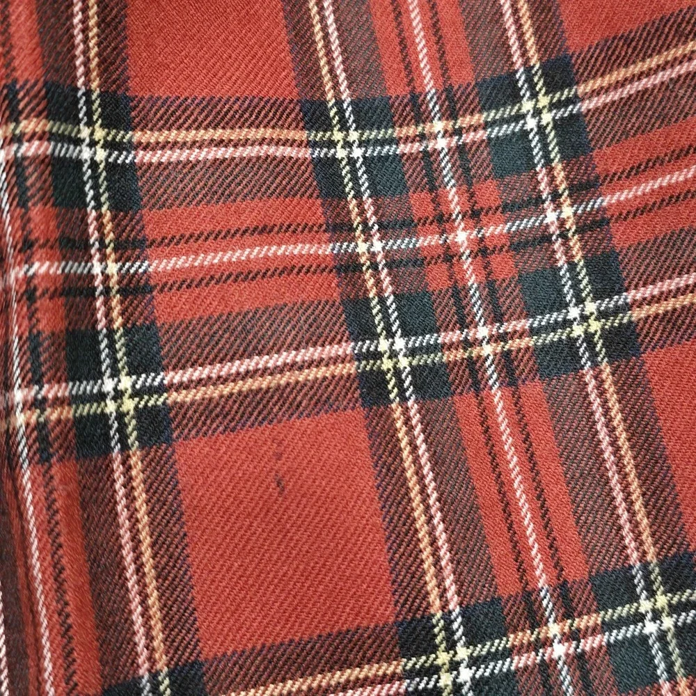 Paul Fredrick Vintage Red Tartan Plaid Wool Pants 35x32 Pleated Cuffed 80s